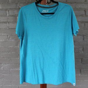 Smartwool Merino Sport 150 Short Sleeve for Women XL "Hawaiian Surf" Blue EUC